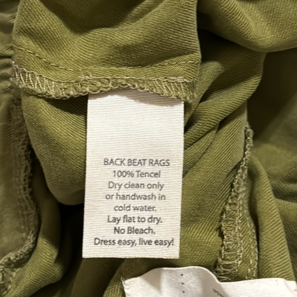 Back Beat Co Tencel Twill Lounge Wide Leg Cargo Pants Avocado Green Baggy-XS - Picture 10 of 10